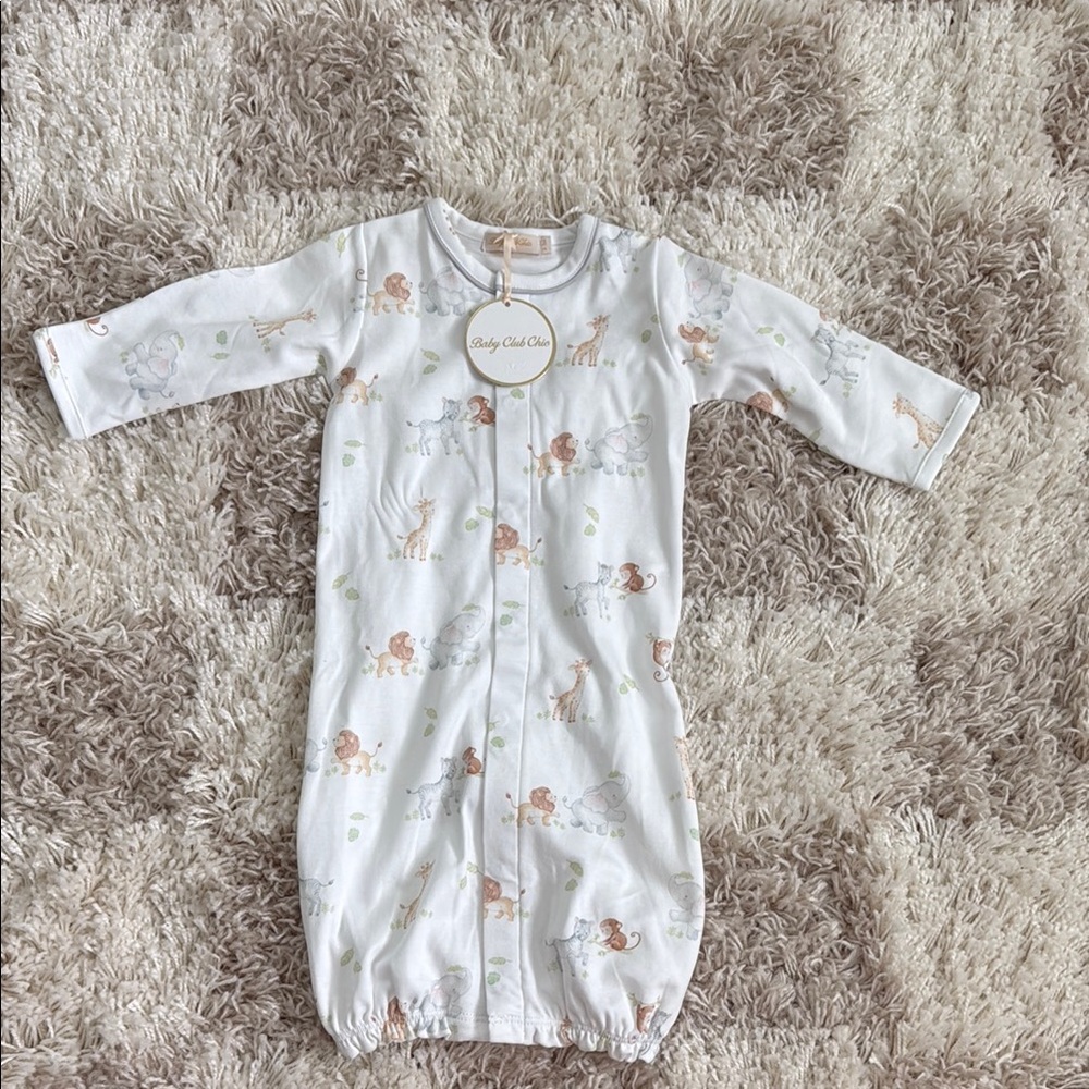NWT Baby Club Chic Safari Adventure Printed Gown